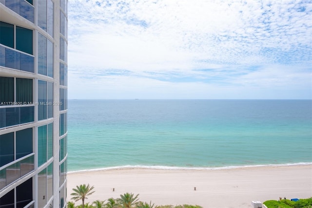 view of water feature featuring a beach view