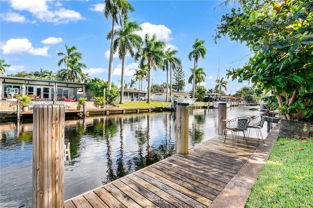 view of dock featuring a water view