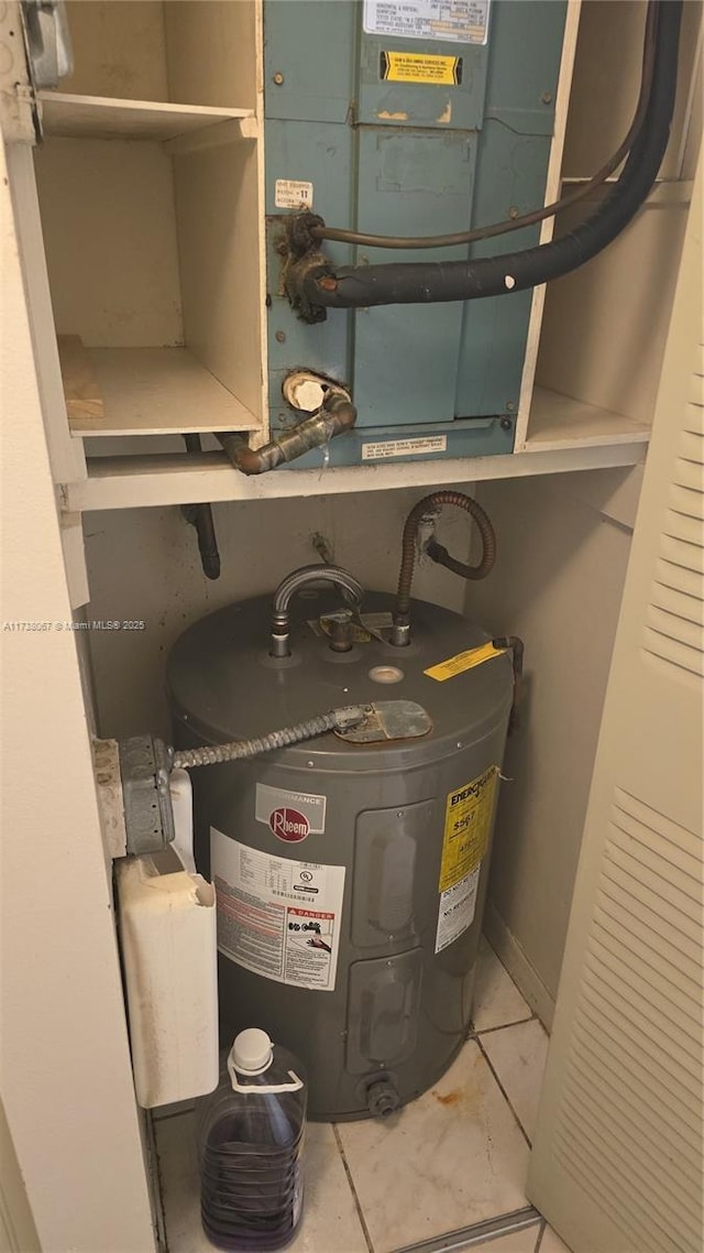 utility room with electric water heater