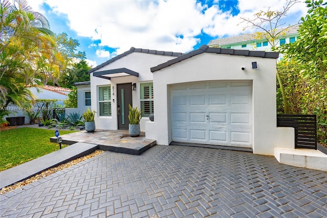 contemporary home with a garage