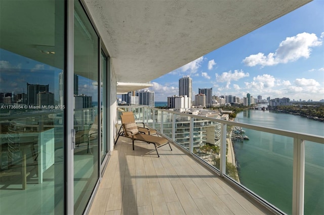 balcony with a water view