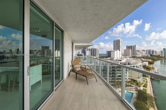 balcony with a water view