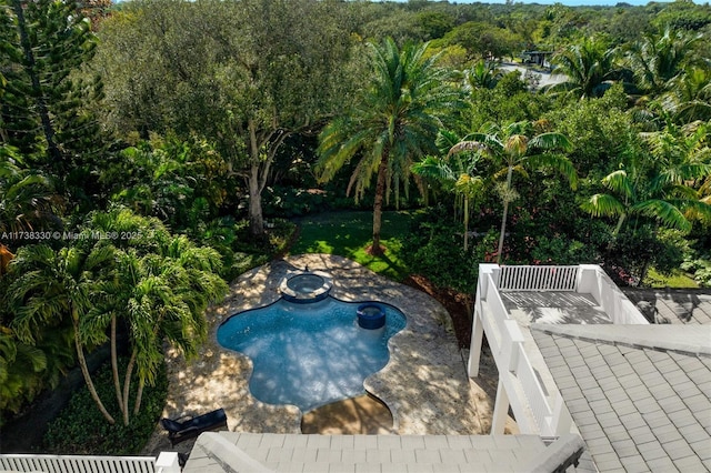 view of pool featuring a patio