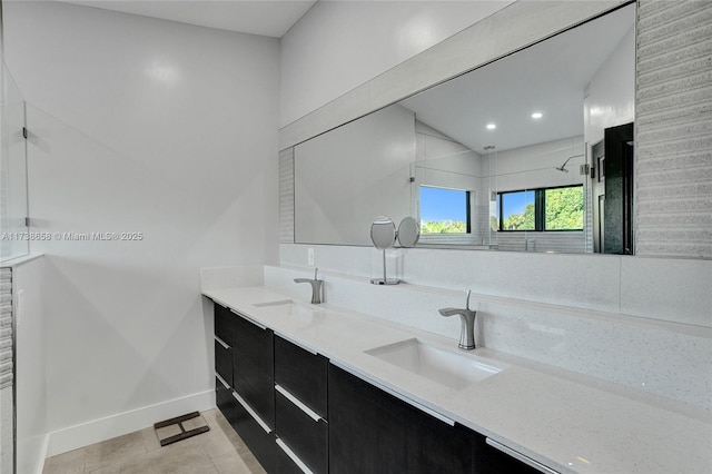 bathroom featuring vanity and tile patterned floors