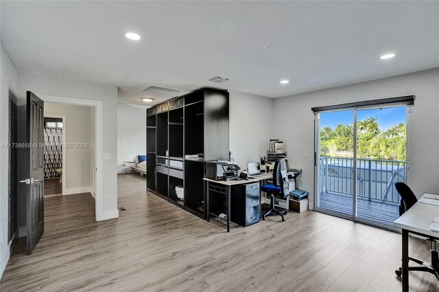 office featuring light hardwood / wood-style floors