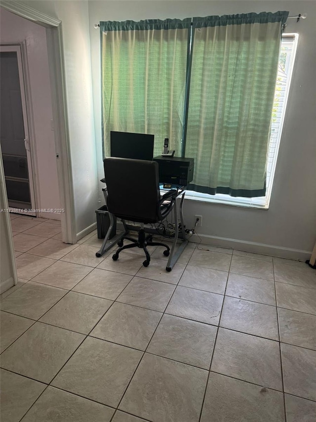 office with light tile patterned floors