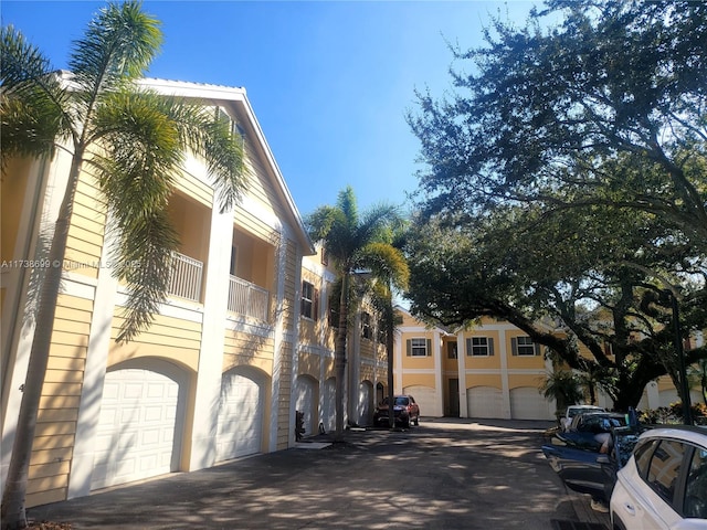 exterior space featuring a garage