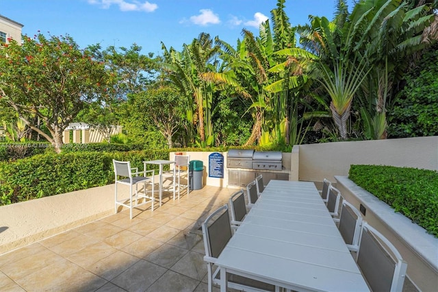 view of patio with area for grilling and grilling area