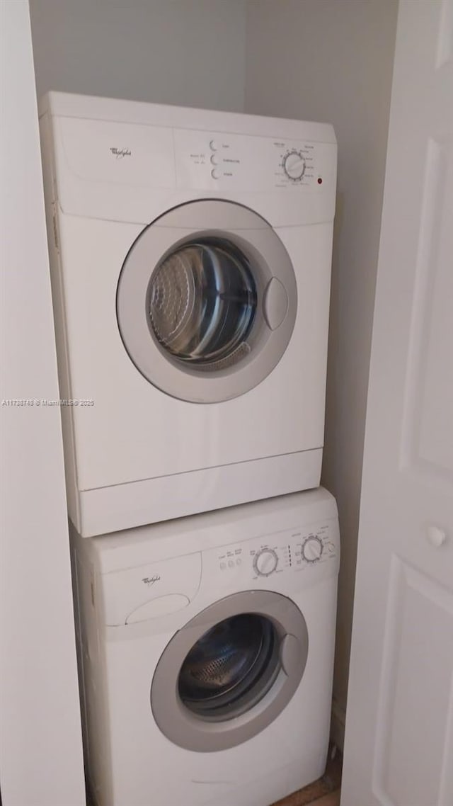 510 NW 84th Ave Unit 518, Plantation, FL 33324 - washroom with laundry area and stacked washing maching and dryer