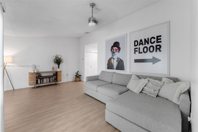 living room featuring light wood-type flooring