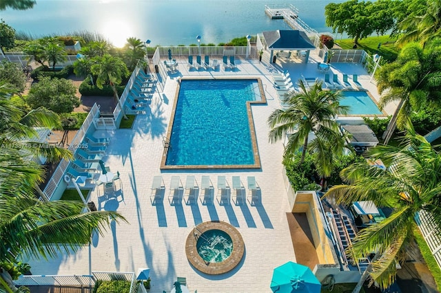 view of swimming pool featuring a patio area