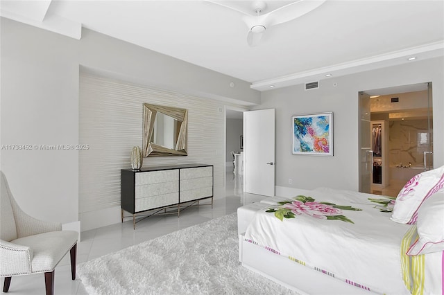 bedroom featuring visible vents and tile patterned floors