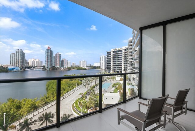 balcony with a water view