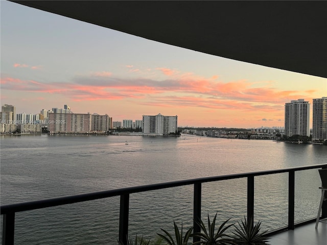 property view of water with a city view