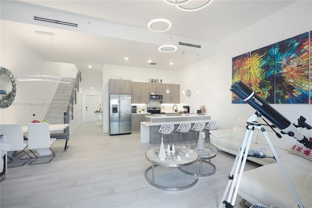 dining room featuring sink