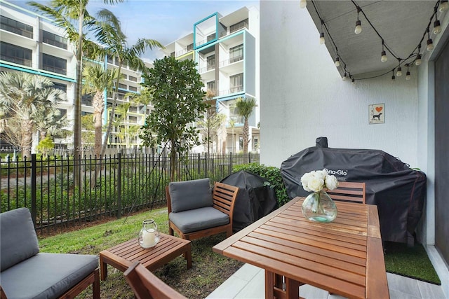 view of patio with a grill