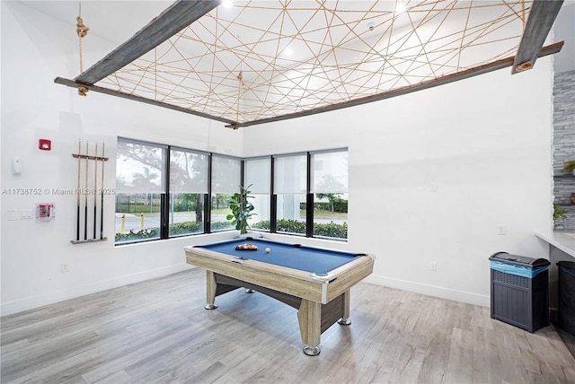 playroom featuring hardwood / wood-style flooring and pool table