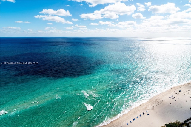 view of water feature with a view of the beach