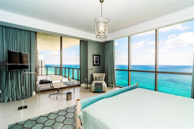 bedroom featuring floor to ceiling windows