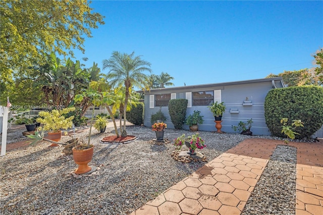 ranch-style home with a patio