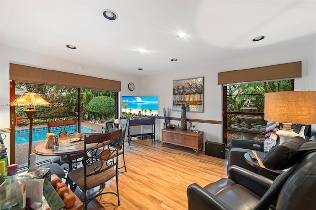 living room with wood-type flooring