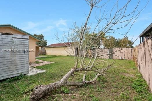 view of yard with a fenced backyard