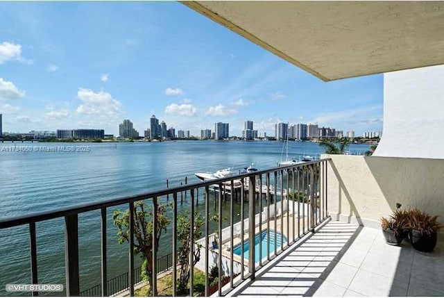 balcony with a water view