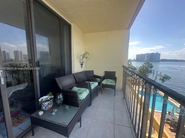 balcony with a water view