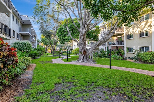 view of property's community featuring a yard