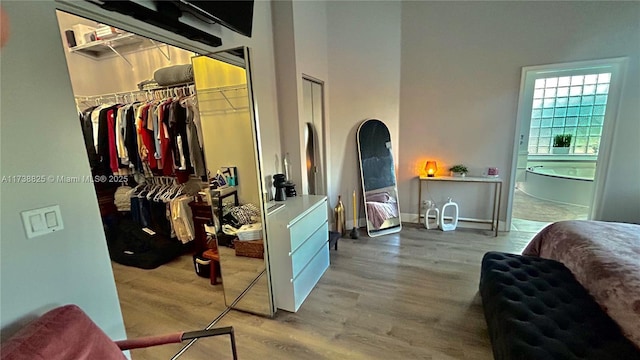 bedroom featuring hardwood / wood-style flooring