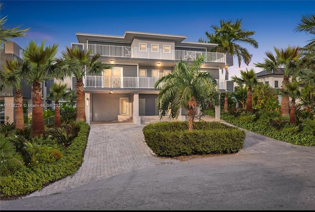 coastal home with a balcony