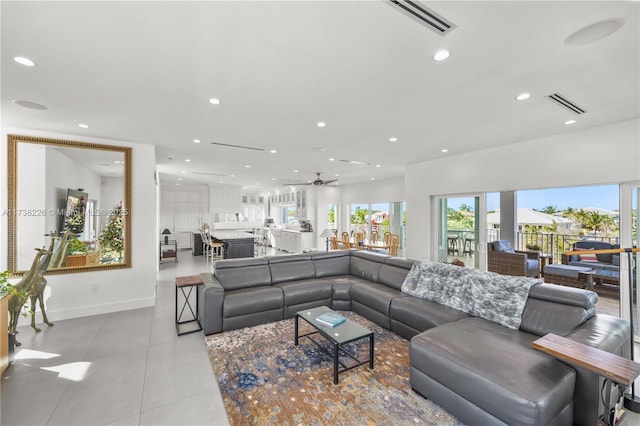 view of tiled living room