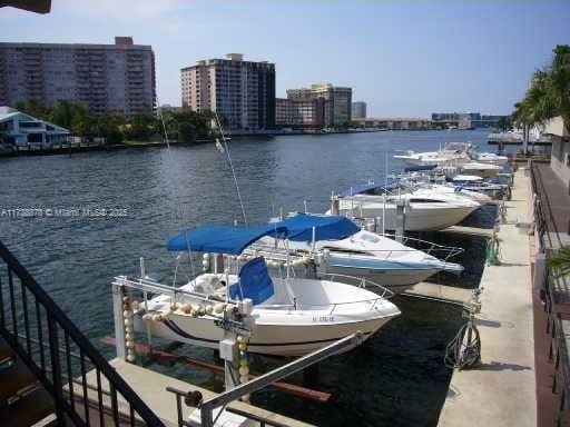 view of dock featuring a water view