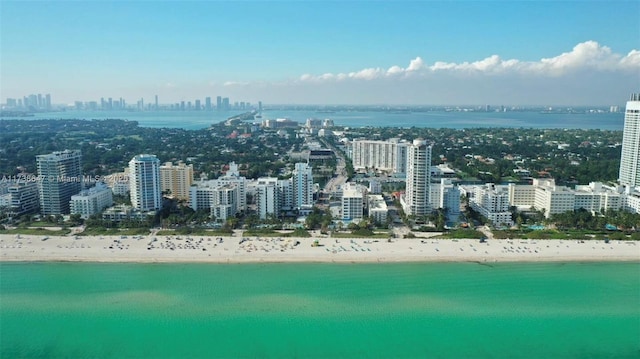 view of city with a water view and a view of the beach