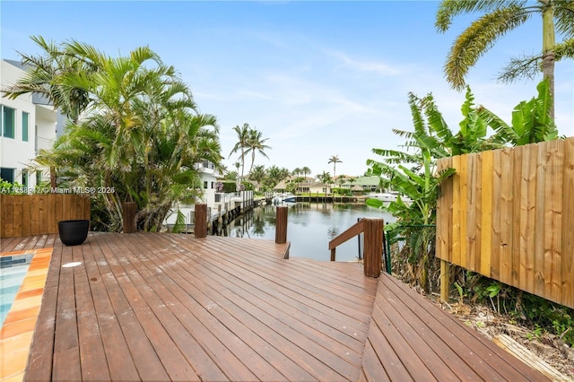 view of dock featuring a water view