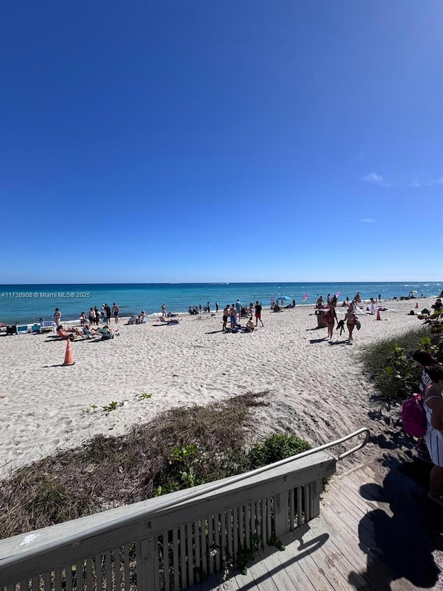 view of water feature featuring a view of the beach