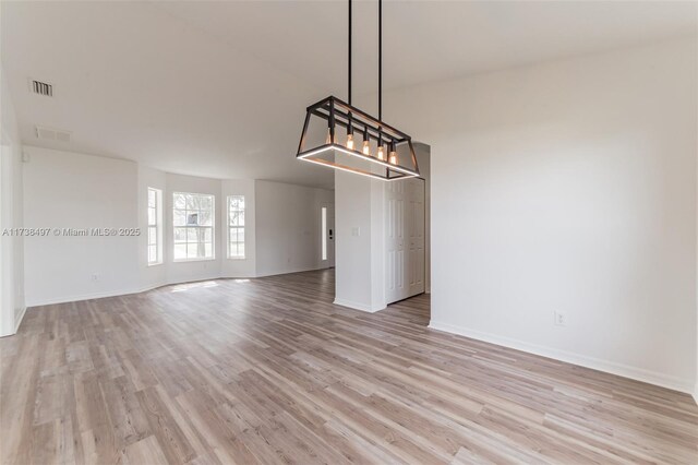 unfurnished dining area with light hardwood / wood-style flooring