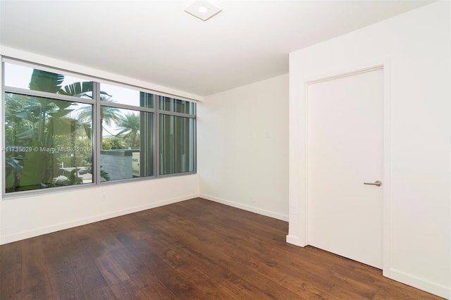 unfurnished room featuring dark wood-type flooring