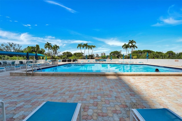 view of pool featuring a patio