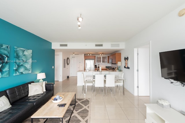 view of tiled living room