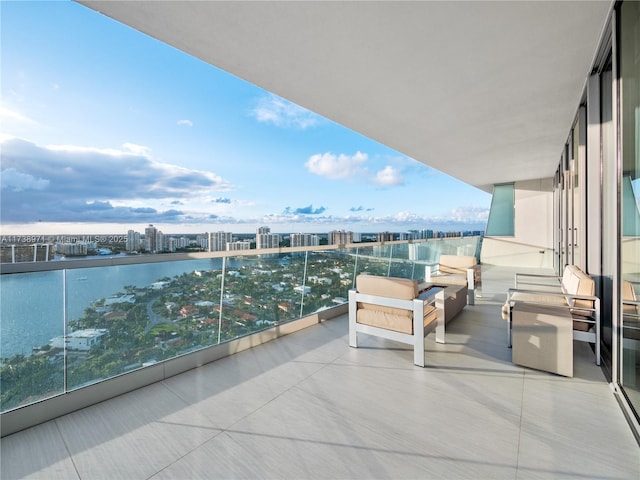 balcony with a water view