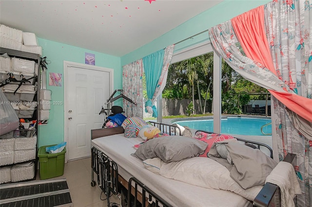 bedroom with light tile patterned flooring