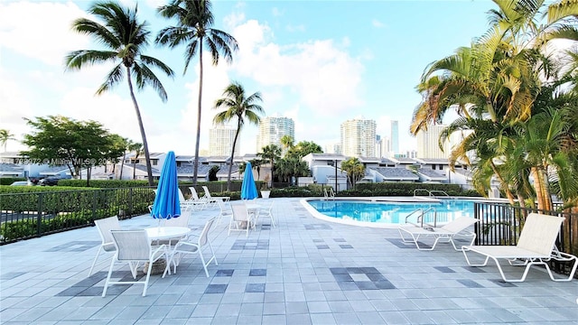 view of pool featuring a patio area