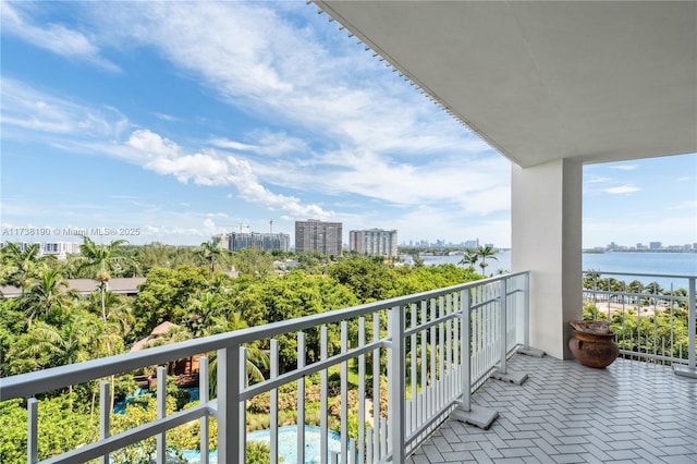 balcony with a water view