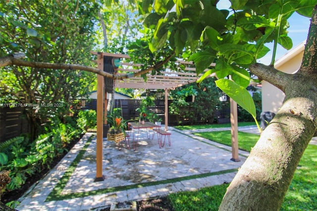 view of patio / terrace featuring a pergola