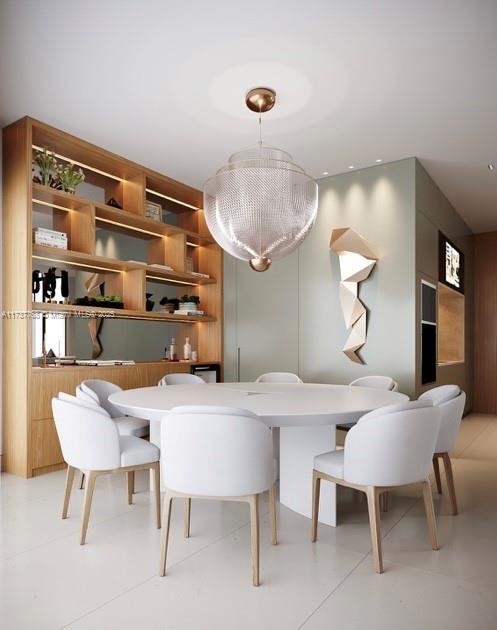 dining room featuring an inviting chandelier