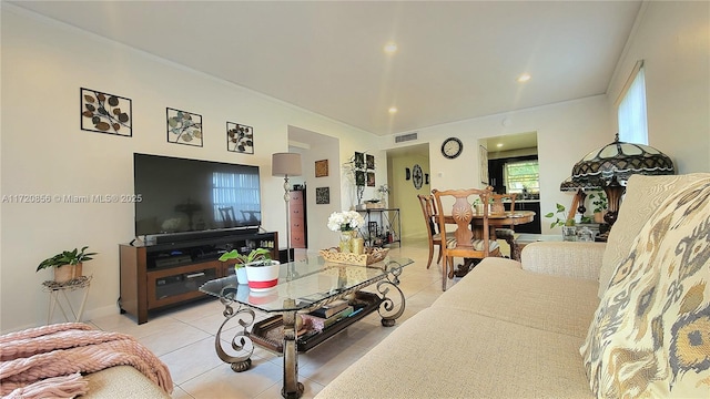 view of tiled living room