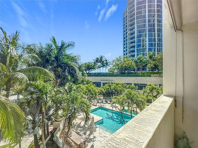 view of pool with a patio