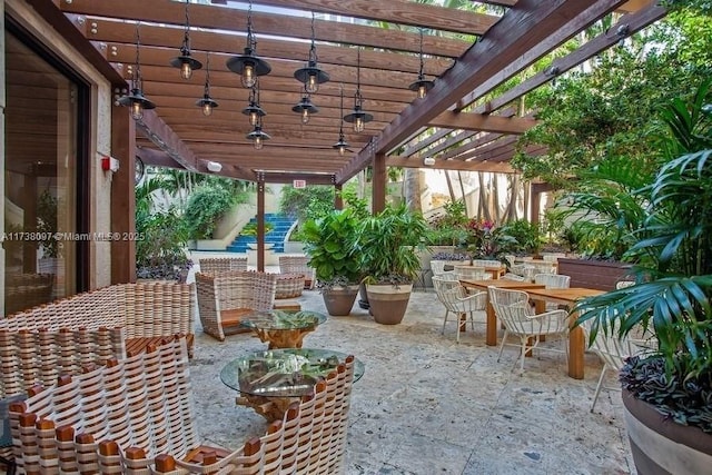 view of patio / terrace featuring a pergola