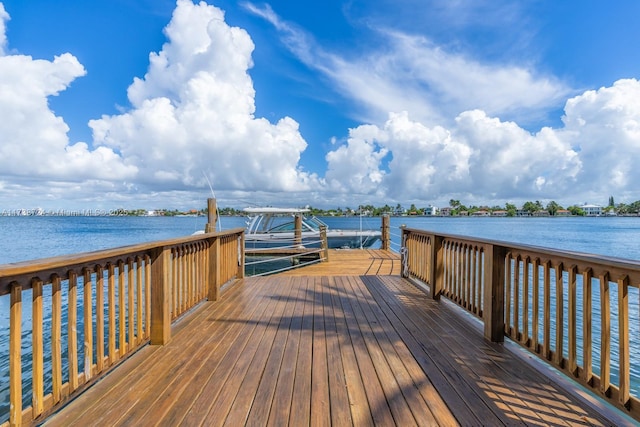 dock area featuring a water view